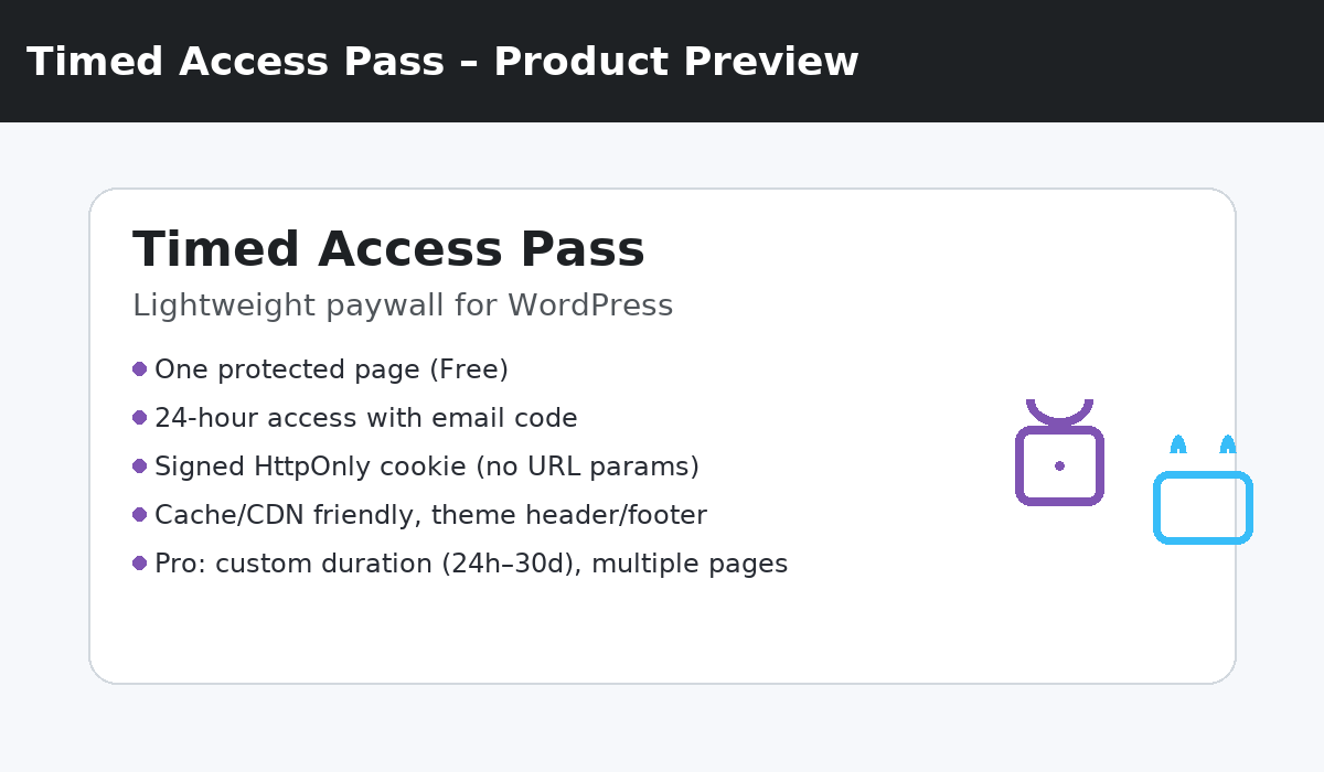 Timed Access Pass product preview